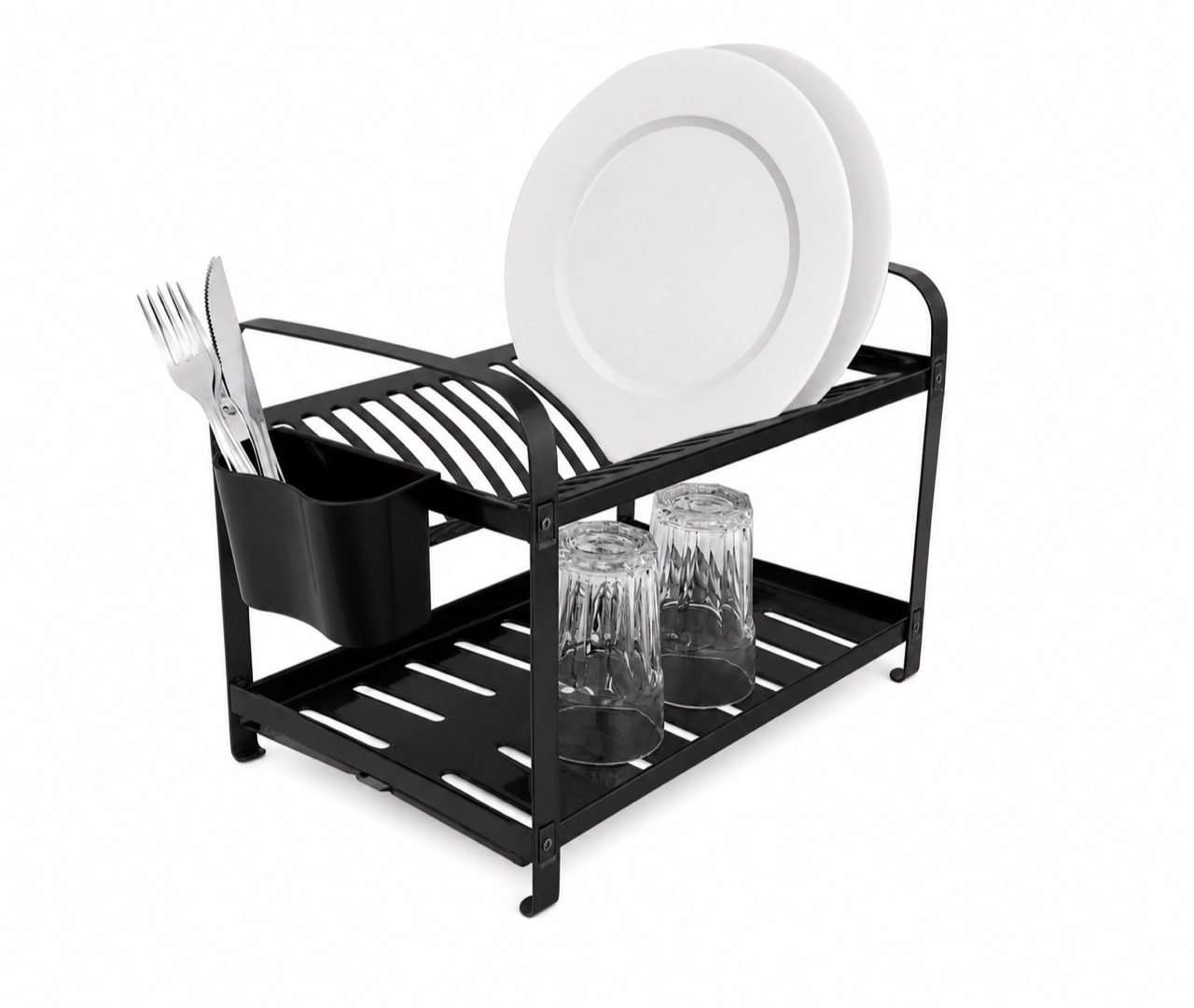Escorredor Montado Black com porta-talheres plástico