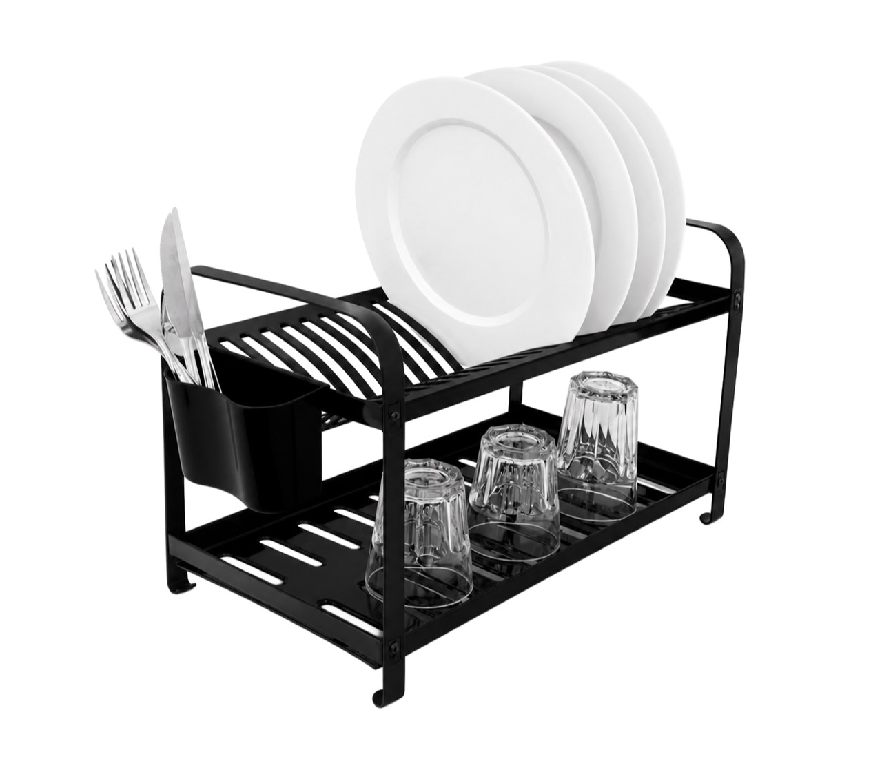 Escorredor Montado Black com porta-talheres plástico