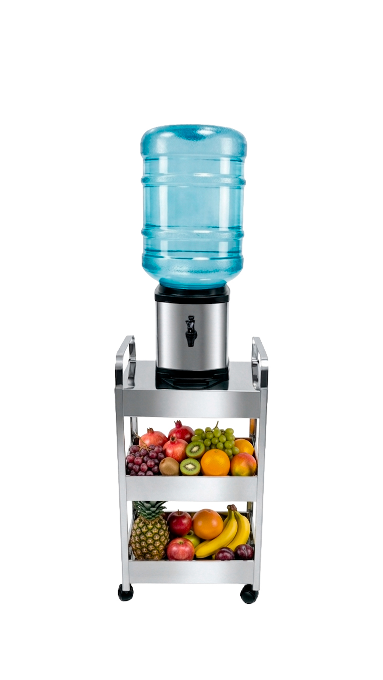 Fruteira Mak-Inox código 14.03 com suporte para galão de 20 litros e frutas
