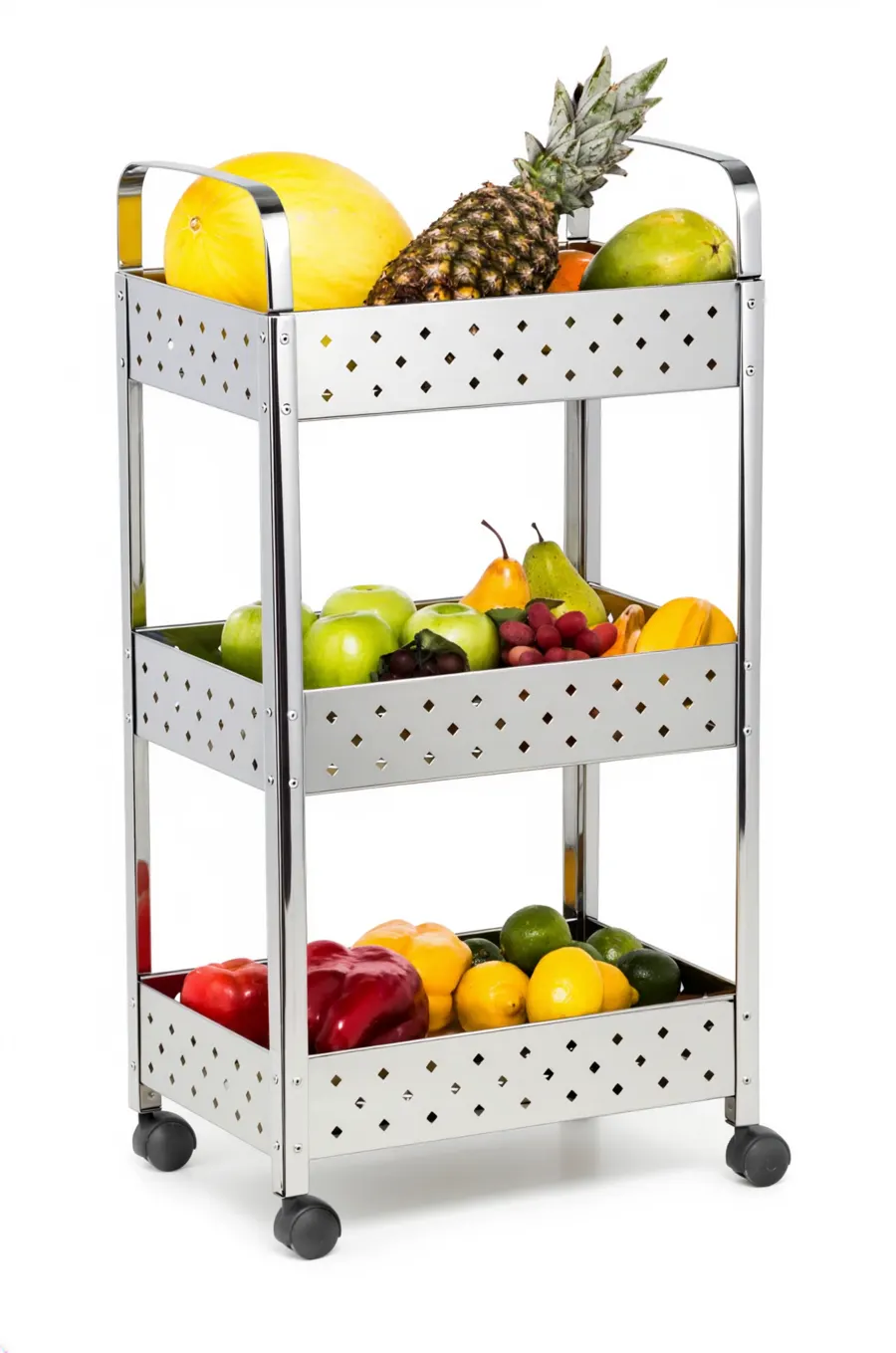 Fruteira e organizador multiuso Mak-Inox em aço inox